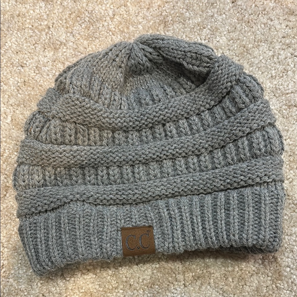 C.C. Boutique Gray Ribbed Knit Beanie